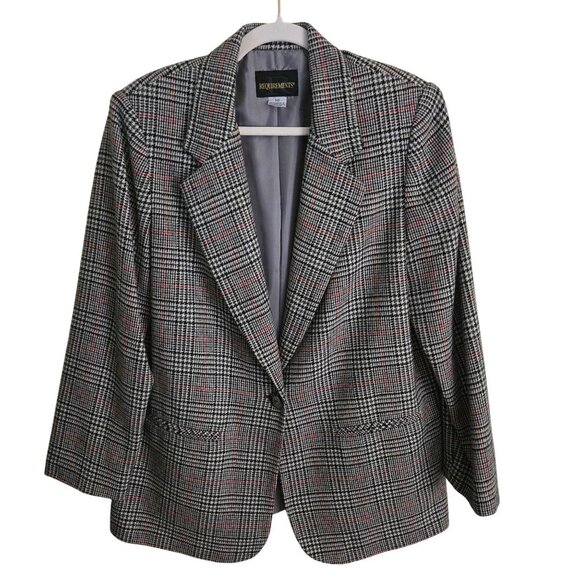 Requirements Vintage Wool Blend Classic Plaid Blazer Size 10 - Picture 1 of 6